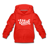 Utah Youth Hoodie - Hand Lettered Youth Utah Hooded Sweatshirt - red