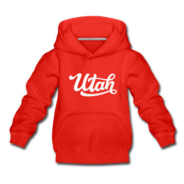 Utah Youth Hoodie - Hand Lettered Youth Utah Hooded Sweatshirt - red