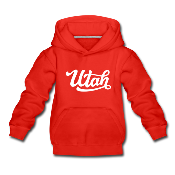Utah Youth Hoodie - Hand Lettered Youth Utah Hooded Sweatshirt - red