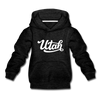 Utah Youth Hoodie - Hand Lettered Youth Utah Hooded Sweatshirt - charcoal gray
