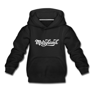 Maryland Youth Hoodie - Hand Lettered Youth Maryland Hooded Sweatshirt - black