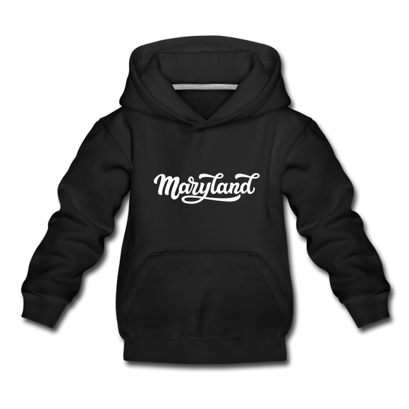 Maryland Youth Hoodie - Hand Lettered Youth Maryland Hooded Sweatshirt - black