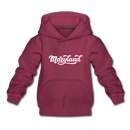 Maryland Youth Hoodie - Hand Lettered Youth Maryland Hooded Sweatshirt - burgundy