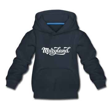 Maryland Youth Hoodie - Hand Lettered Youth Maryland Hooded Sweatshirt - navy