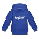 Maryland Youth Hoodie - Hand Lettered Youth Maryland Hooded Sweatshirt - royal blue