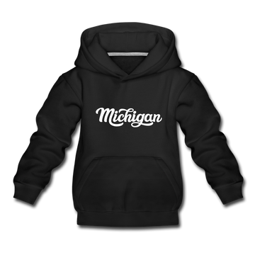 Michigan Youth Hoodie - Hand Lettered Youth Michigan Hooded Sweatshirt - black