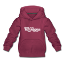 Michigan Youth Hoodie - Hand Lettered Youth Michigan Hooded Sweatshirt - burgundy