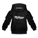 Michigan Youth Hoodie - Hand Lettered Youth Michigan Hooded Sweatshirt - charcoal gray