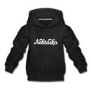 Nebraska Youth Hoodie - Hand Lettered Youth Nebraska Hooded Sweatshirt - black