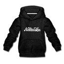 Nebraska Youth Hoodie - Hand Lettered Youth Nebraska Hooded Sweatshirt - charcoal gray