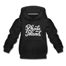 Rhode Island Youth Hoodie - Hand Lettered Youth Rhode Island Hooded Sweatshirt - black