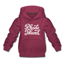 Rhode Island Youth Hoodie - Hand Lettered Youth Rhode Island Hooded Sweatshirt - burgundy