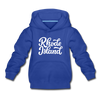 Rhode Island Youth Hoodie - Hand Lettered Youth Rhode Island Hooded Sweatshirt - royal blue