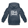 Rhode Island Youth Hoodie - Hand Lettered Youth Rhode Island Hooded Sweatshirt - heather denim