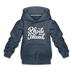 Rhode Island Youth Hoodie - Hand Lettered Youth Rhode Island Hooded Sweatshirt - heather denim