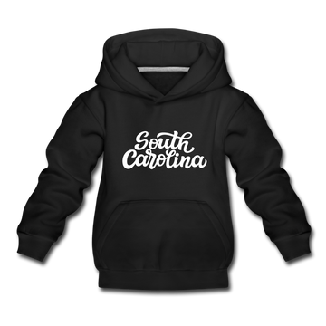 South Carolina Youth Hoodie - Hand Lettered Youth South Carolina Hooded Sweatshirt - black