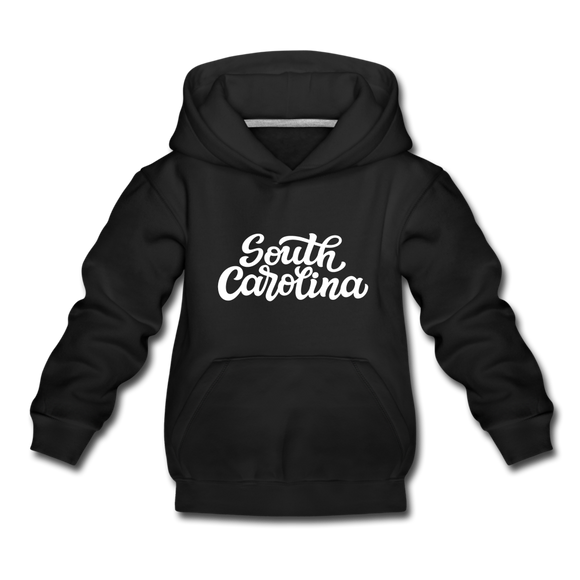 South Carolina Youth Hoodie - Hand Lettered Youth South Carolina Hooded Sweatshirt - black