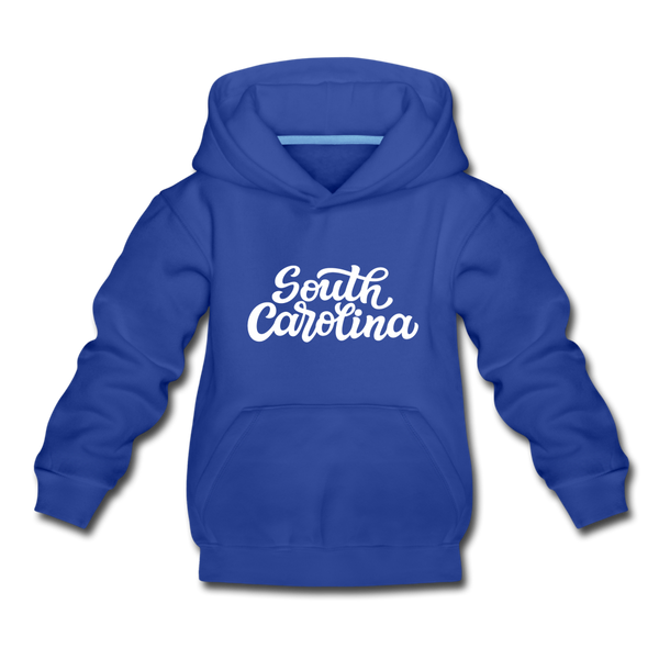 South Carolina Youth Hoodie - Hand Lettered Youth South Carolina Hooded Sweatshirt - royal blue