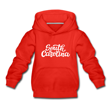 South Carolina Youth Hoodie - Hand Lettered Youth South Carolina Hooded Sweatshirt - red