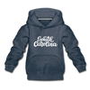 South Carolina Youth Hoodie - Hand Lettered Youth South Carolina Hooded Sweatshirt - heather denim