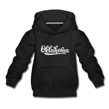 Oklahoma Youth Hoodie - Hand Lettered Youth Oklahoma Hooded Sweatshirt - black