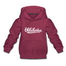 Oklahoma Youth Hoodie - Hand Lettered Youth Oklahoma Hooded Sweatshirt - burgundy
