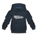 Oklahoma Youth Hoodie - Hand Lettered Youth Oklahoma Hooded Sweatshirt - navy