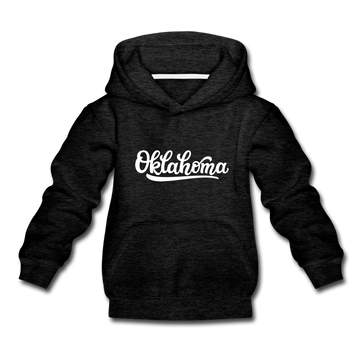 Oklahoma Youth Hoodie - Hand Lettered Youth Oklahoma Hooded Sweatshirt - charcoal gray
