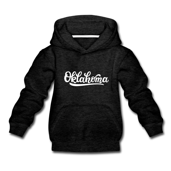 Oklahoma Youth Hoodie - Hand Lettered Youth Oklahoma Hooded Sweatshirt - charcoal gray
