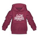 South Dakota Youth Hoodie - Hand Lettered Youth South Dakota Hooded Sweatshirt - burgundy