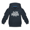South Dakota Youth Hoodie - Hand Lettered Youth South Dakota Hooded Sweatshirt - navy