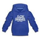 South Dakota Youth Hoodie - Hand Lettered Youth South Dakota Hooded Sweatshirt - royal blue