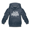South Dakota Youth Hoodie - Hand Lettered Youth South Dakota Hooded Sweatshirt - heather denim