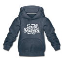 South Dakota Youth Hoodie - Hand Lettered Youth South Dakota Hooded Sweatshirt - heather denim