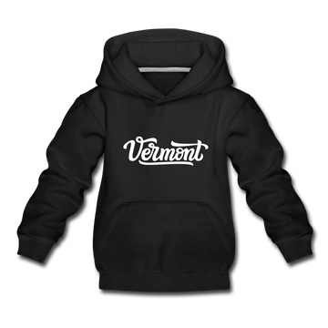 Vermont Youth Hoodie - Hand Lettered Youth Vermont Hooded Sweatshirt - black