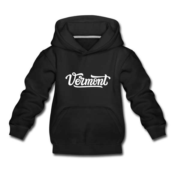 Vermont Youth Hoodie - Hand Lettered Youth Vermont Hooded Sweatshirt - black