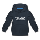 Vermont Youth Hoodie - Hand Lettered Youth Vermont Hooded Sweatshirt - navy