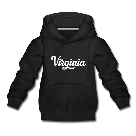 Virginia Youth Hoodie - Hand Lettered Youth Virginia Hooded Sweatshirt - black