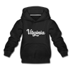 Virginia Youth Hoodie - Hand Lettered Youth Virginia Hooded Sweatshirt - black