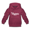 Virginia Youth Hoodie - Hand Lettered Youth Virginia Hooded Sweatshirt - burgundy