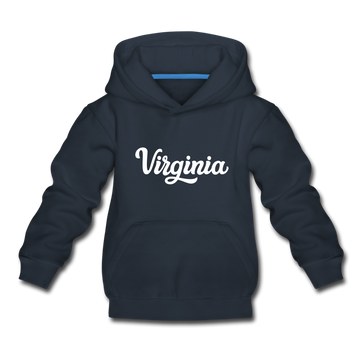 Virginia Youth Hoodie - Hand Lettered Youth Virginia Hooded Sweatshirt - navy