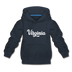 Virginia Youth Hoodie - Hand Lettered Youth Virginia Hooded Sweatshirt - navy