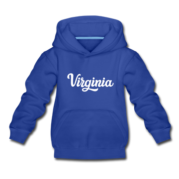 Virginia Youth Hoodie - Hand Lettered Youth Virginia Hooded Sweatshirt - royal blue