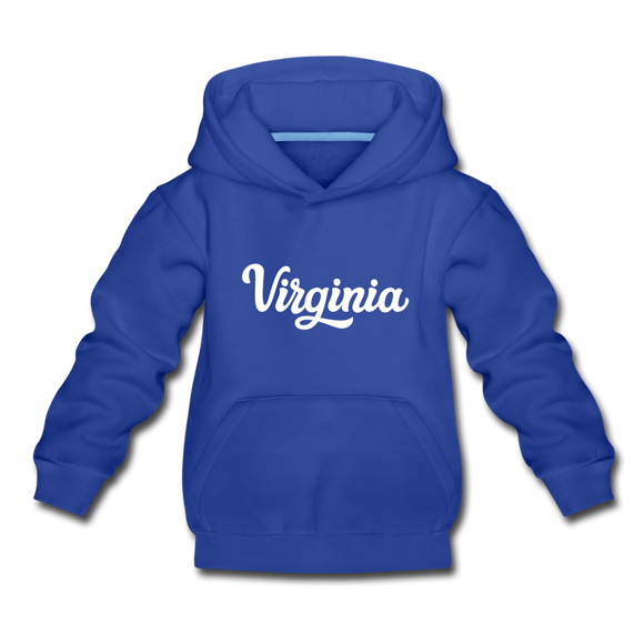 Virginia Youth Hoodie - Hand Lettered Youth Virginia Hooded Sweatshirt - royal blue