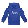 Virginia Youth Hoodie - Hand Lettered Youth Virginia Hooded Sweatshirt - royal blue