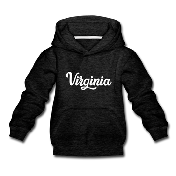 Virginia Youth Hoodie - Hand Lettered Youth Virginia Hooded Sweatshirt - charcoal gray