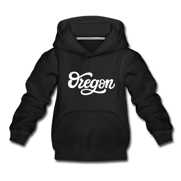 Oregon Youth Hoodie - Hand Lettered Youth Oregon Hooded Sweatshirt - black