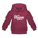 Oregon Youth Hoodie - Hand Lettered Youth Oregon Hooded Sweatshirt - burgundy