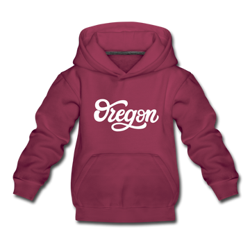 Oregon Youth Hoodie - Hand Lettered Youth Oregon Hooded Sweatshirt - burgundy