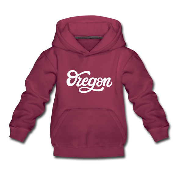 Oregon Youth Hoodie - Hand Lettered Youth Oregon Hooded Sweatshirt - burgundy